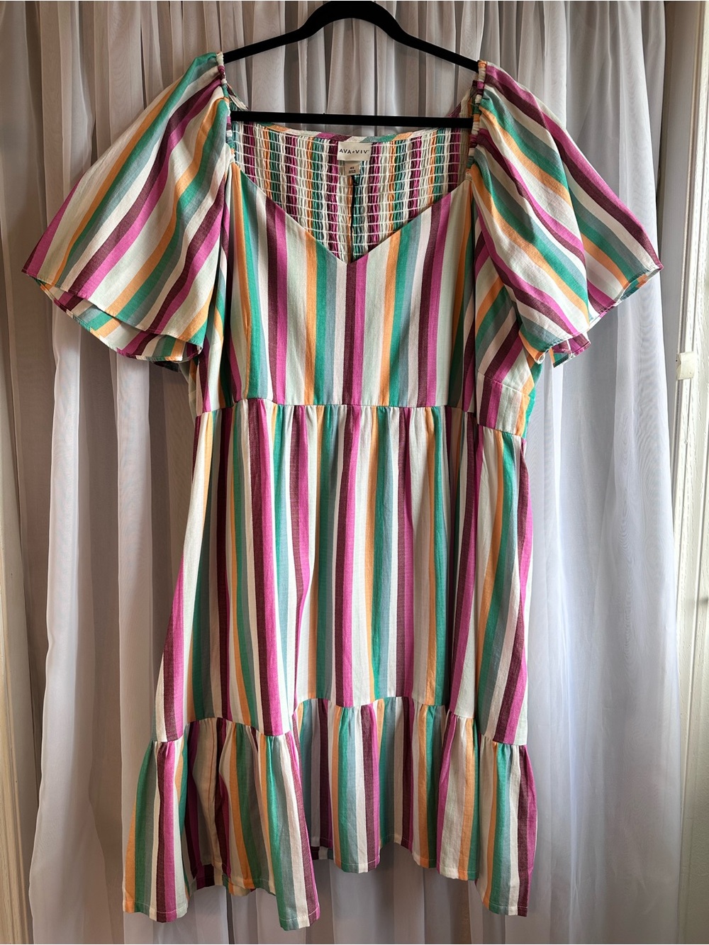 Ava & Viv Cotton Striped colorful Smocked Sundress with Pockets size 4X